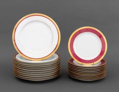 Bernardaud "Madison Carmin" Pattern Porcelain Dinnerware Service for Eleven