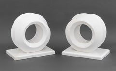 Pair of Modernist Carved White Quartzite Sculptures