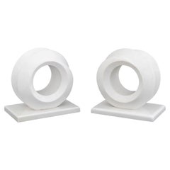 Pair of Modernist Carved White Quartzite Sculptures