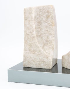 Escultura abstracta de mármol de estilo modernista vintage, firmada, 1971