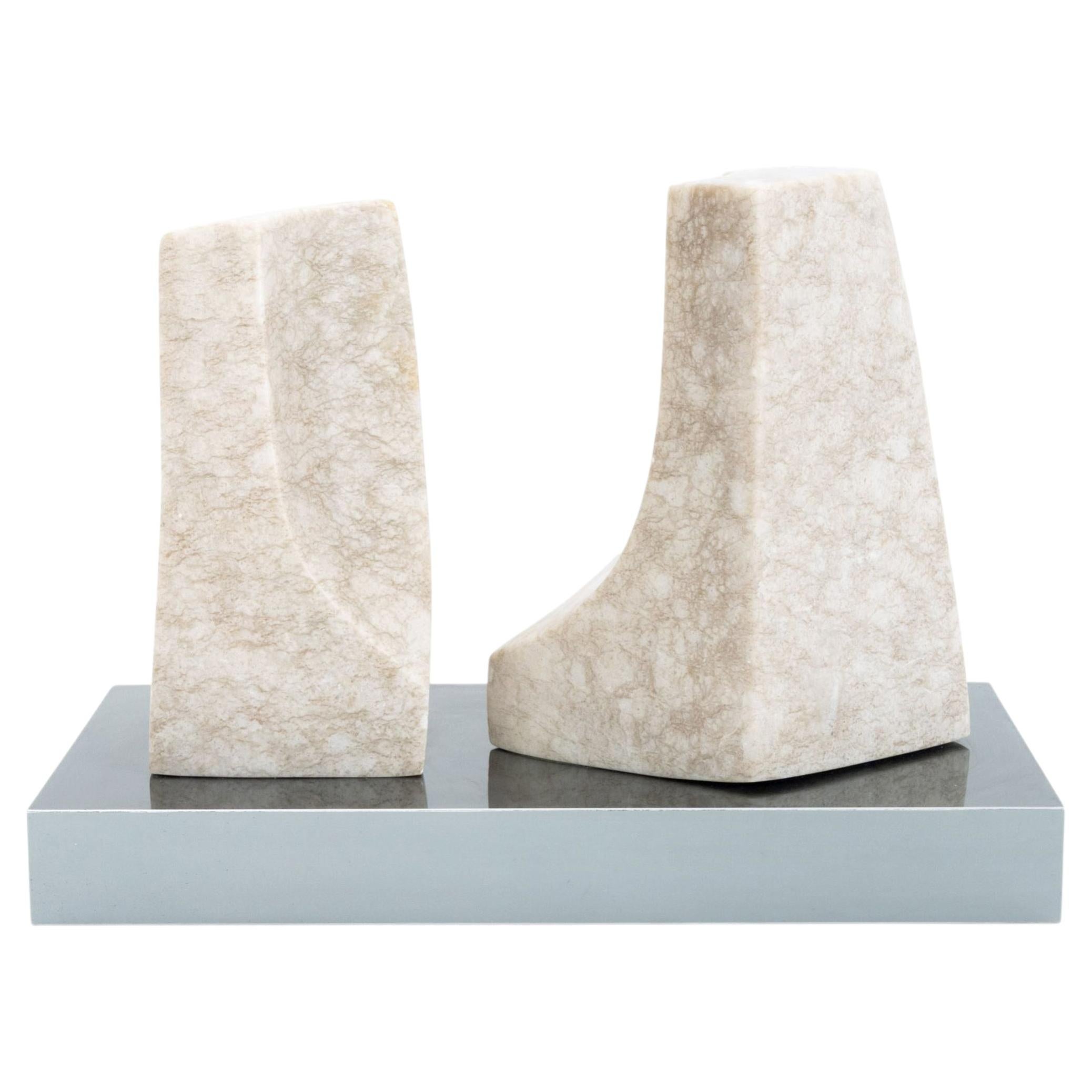 Escultura abstracta de mármol de estilo modernista vintage, firmada, 1971