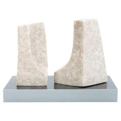 Scultura astratta in marmo in stile modernista vintage, firmata, 1971