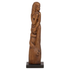 Sculpture vintage en bois « Mère et enfant » de Ben Lassen