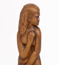 Ben Lassen Vintage Mother and Child Carved Wood Sculpture