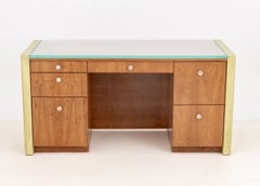 Art Deco Style Vintage Painted Walnut Kneehole Desk
