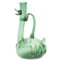 Vintage Italian Empoli Green Glass Duck Form Pitcher