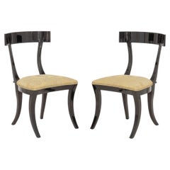 Pair of Contemporary Ebonized Wood Klismos Dining Chairs