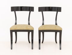 Pair of Contemporary Ebonized Wood Klismos Dining Chairs