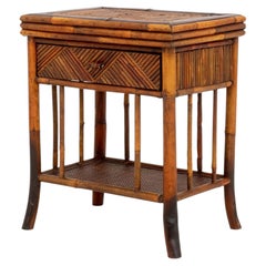 Aesthetic Movement Style Bamboo Side Table With Drawer