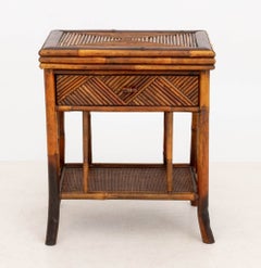 Aesthetic Movement Style Bamboo Side Table With Drawer