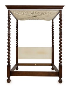 Baker Furniture Britannia Walnut Full-Size Four-Poster Canopy Bed Frame
