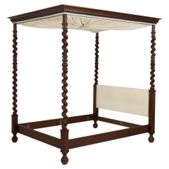 Baker Furniture Britannia Walnut Full-Size Four-Poster Canopy Bed Frame