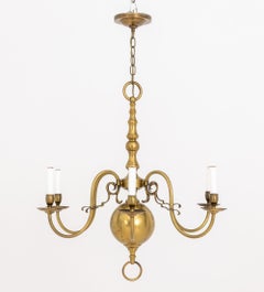 Dutch Style Six Branch Brass Chandelier, 20th century