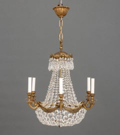 French Empire Style Bronze Basket Chandelier With Six Branches