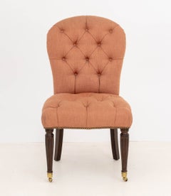 Edward Ferrell Victorian Style Button-Tufted Red Upholstered Slipper Chair