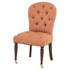 Edward Ferrell Victorian Style Button-Tufted Red Upholstered Slipper Chair