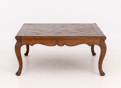 French Provincial Oak Coffee Table With Parquetry Design Top