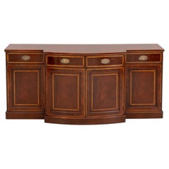 George III Style Flame Mahogany Breakfront Sideboard