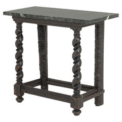 Flemish Ebonized and Carved Wood With Marble Top Console Table