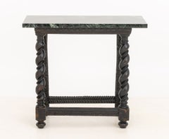 Flemish Ebonized and Carved Wood With Marble Top Console Table
