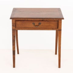 Federal Style Oak Side Table With Walnut Banded Edge