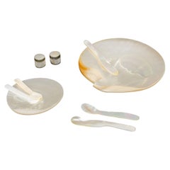 Collection of Nine Mother-of-Pearl Assembled Caviar Service