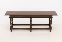 Charles II Style Walnut Bench with Turned Wood Legs