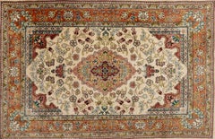 Signed Persian Tabriz Silk Rug with Foliate Design, 3' x 1' 7.5"