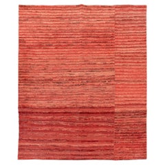 Modern Striped Pattern Red Carpet, 9' 8" x 8' 3.5"