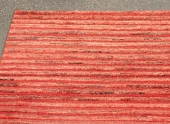 Modern Striped Pattern Red Carpet, 9' 8" x 8' 3.5"