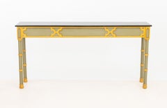 Gothic Style Green Painted Faux-Marble Top Console Table