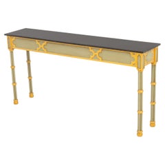 Gothic Style Green Painted Faux-Marble Top Console Table
