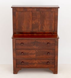 Antique American Empire Style Flame Mahogany Secretary