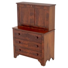 Antique American Empire Style Flame Mahogany Secretary
