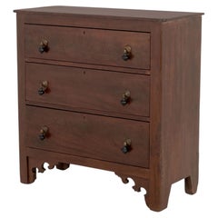 Arts and Crafts Style Oak Chest of Drawers with Geometric Brass Drawer Pulls
