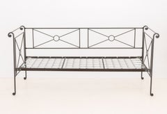 Vintage Wrought Iron Scrollwork Motif Daybed Frame