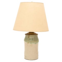 Modern Glazed Stoneware Table Lamp with Paper Shade