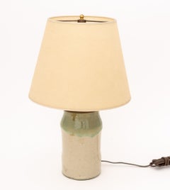 Modern Glazed Stoneware Table Lamp with Paper Shade