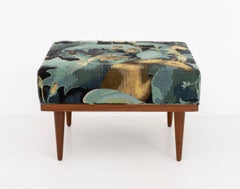 Modern "Doe-Run" Woven Chenille Upholstered Ottoman