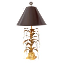 Neoclassical Style Gilt Metal Palm Tree Table Lamp