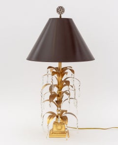 Neoclassical Style Gilt Metal Palm Tree Table Lamp