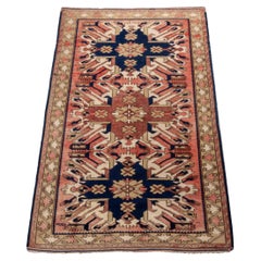 Caucasian Eagle Kazak Wool Geometric Design Rug, 6' 6" x 3' 8"