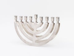 Postmodern Silver Plate Balancing Menorah Candelabra