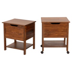 Pair of Mid-Century Modern Teak Lift-Top Liquor Chests
