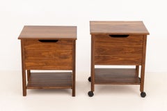 Pair of Mid-Century Modern Teak Lift-Top Liquor Chests