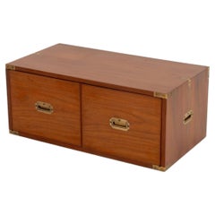 Vintage American Modern Teak Two-Door Campaign Style Chest