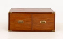 Vintage American Modern Teak Two-Door Campaign Style Chest