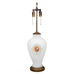 French Style Vintage Milk Glass Vase Mounted as a Lamp