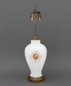 French Style Vintage Milk Glass Vase Mounted as a Lamp