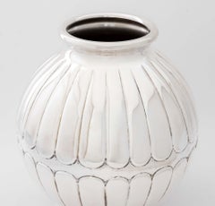 Italian Handmade 800 Silver Repousse Globular Vase